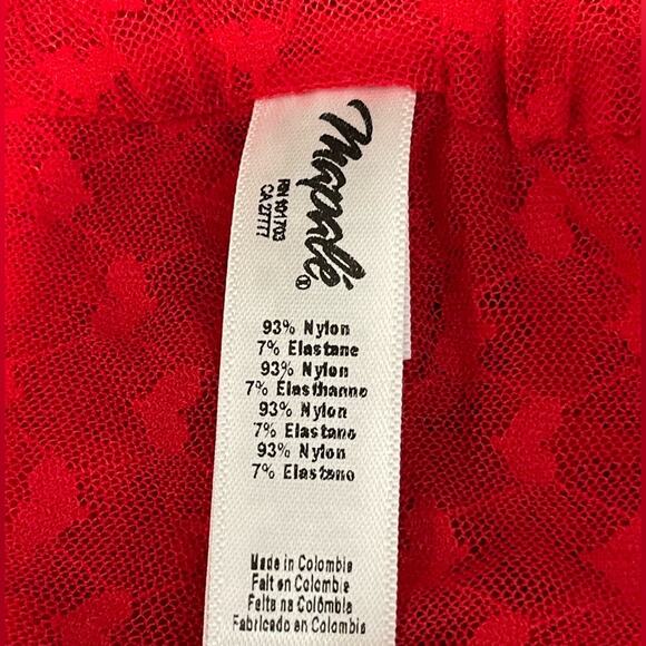NEW ~ MAPALE ~. Lingerie Red Mesh Top w/ V-wire Extended Back Ties Small - Picture 6 of 8